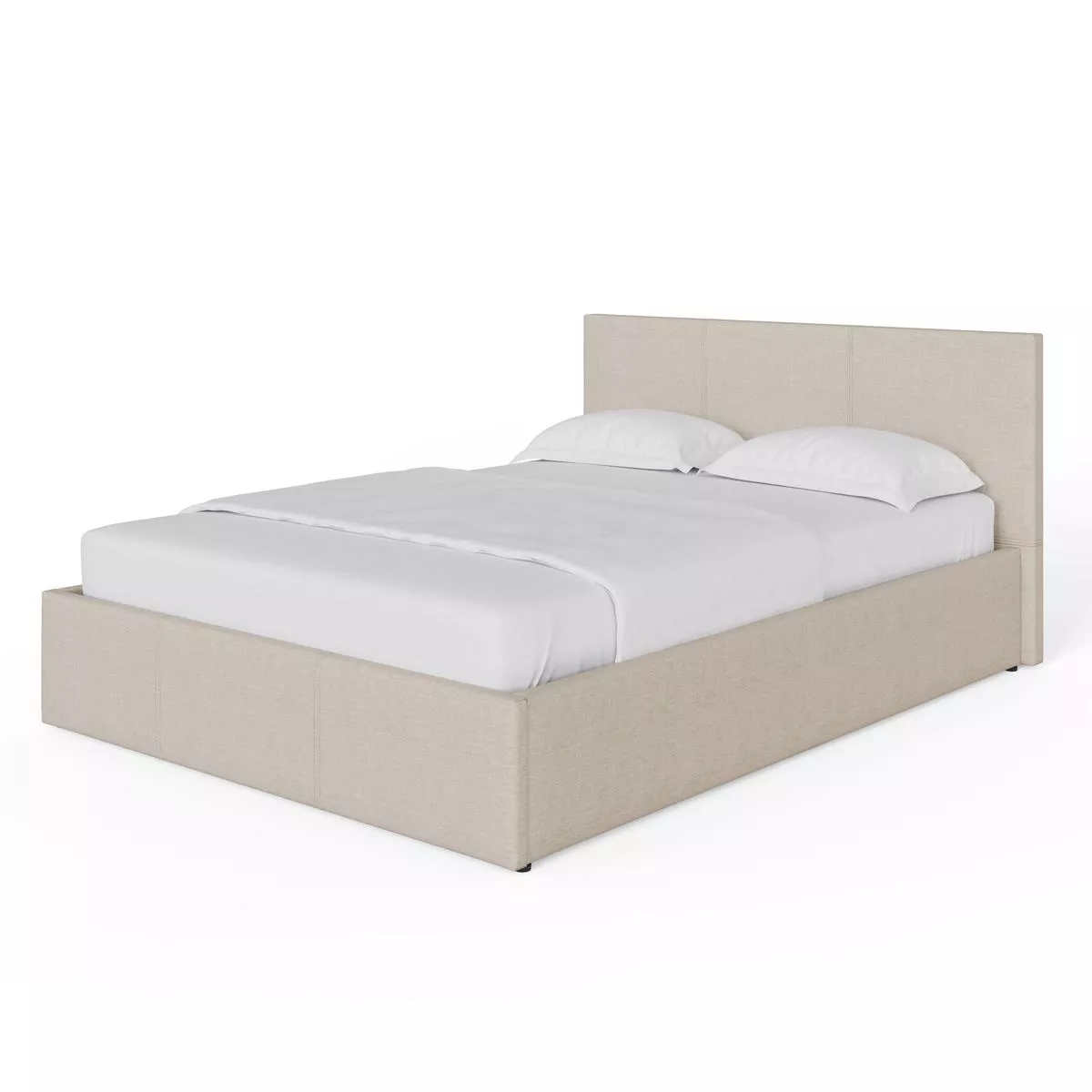 Side Lift King Size Ottoman Bed Metal & Wood Natural 5 x 7ft