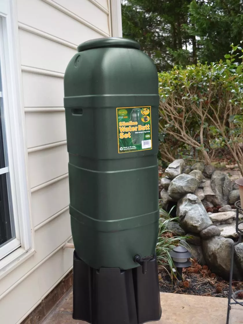 Slim Rain Barrel with Stand, 26 Gal.