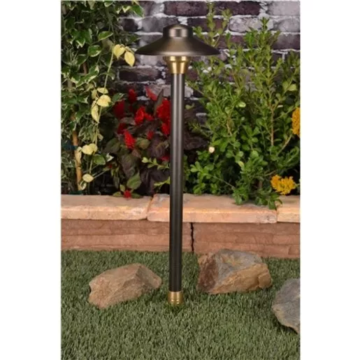 Unique 6 in. Centaurus Path Light 12 in. Riser Brass Housing Weathered Brass Finish No Lamp